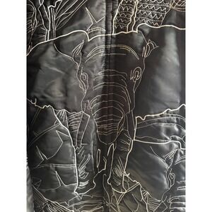 NYC Jeans Jacket Mens 3XL Black Elephant Embroidered Quilted Bomber Streetwear